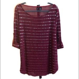 New Direction Plus Size Top With Silver Accents 1x